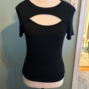 Lulu's Black Cut-Out Short Sleeve Top